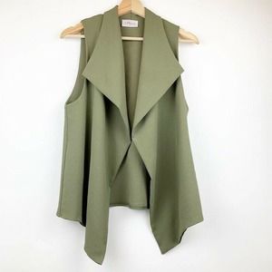 Embrace Vest Green Open Front Drape Collar S